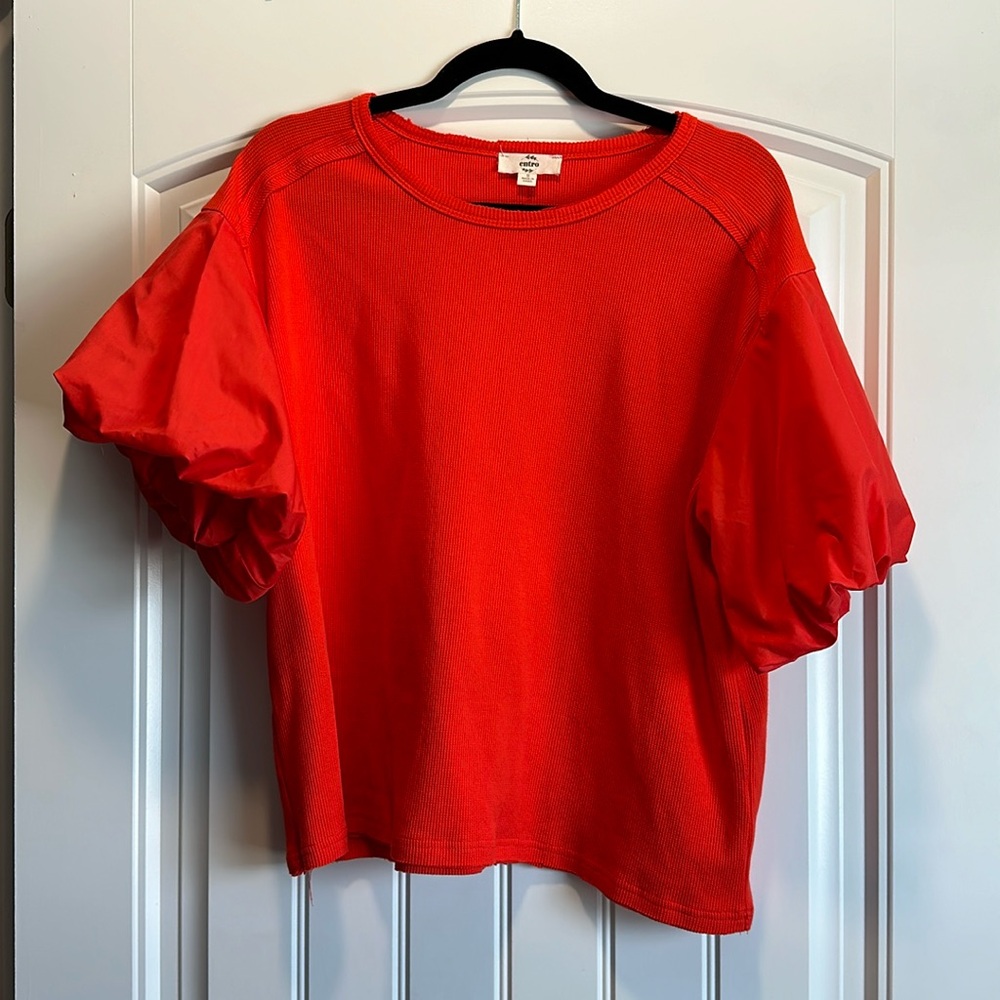 Red puff sleeve top